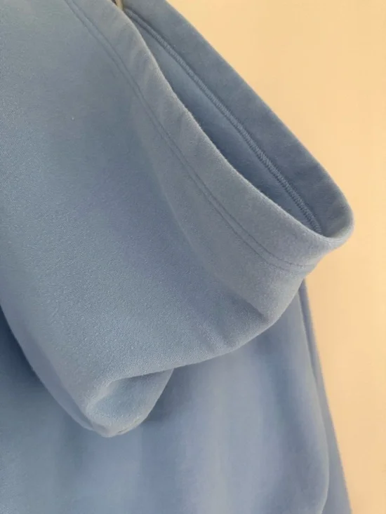 TNA Cozy Fleece Boyfriend Zip Up Hoodie Cropped Light Blue - Picture 4 of 14